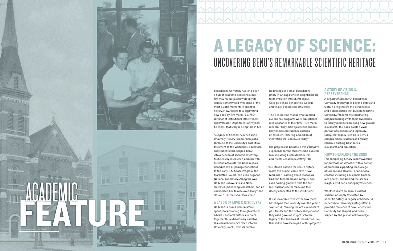 Benedictine Magazine academic feature spread