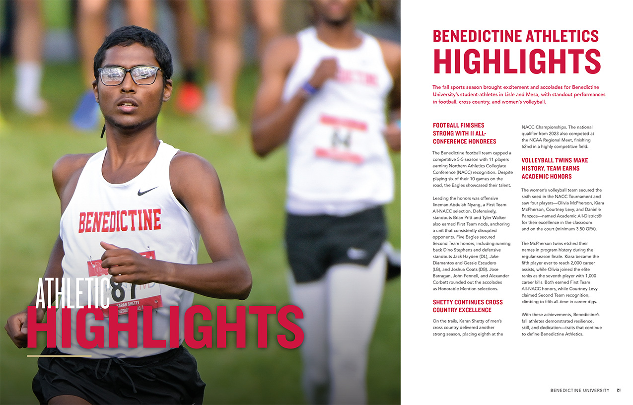 Benedictine Magazine Spread of Athletic Highlights.