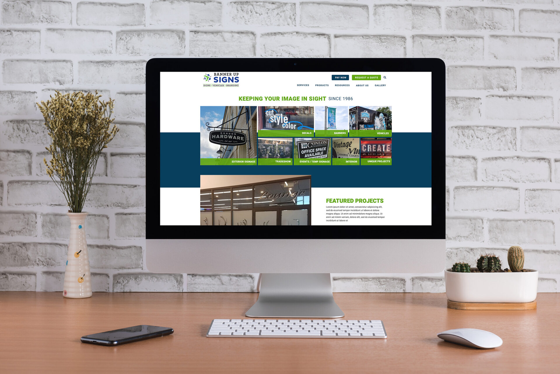Mockup of new Banner up website design