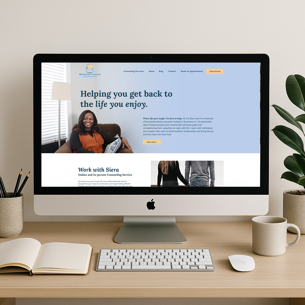 Mockup of new Reflecting is Healing website Desgin